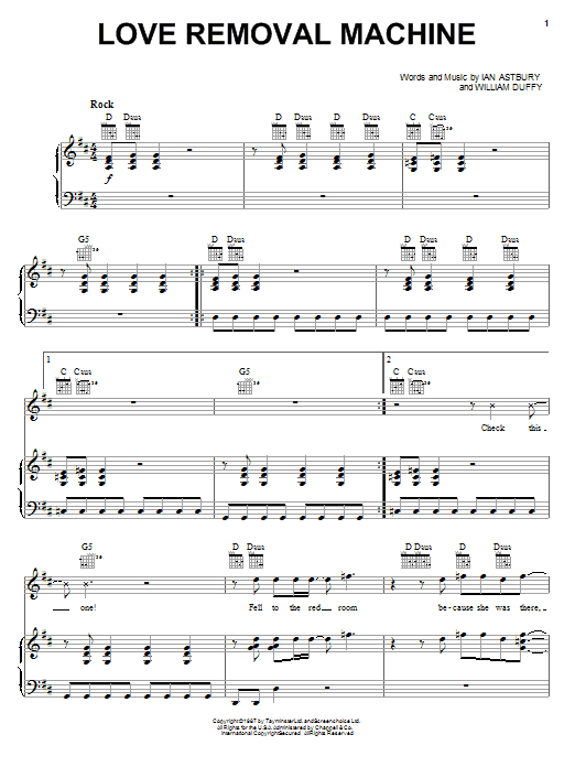 Learn to play The Cult Love Removal Machine sheet music for Easy Guitar Tab in minutes. The Cult Love Removal Machine sheet music preview music notes and score for Easy Guitar Tab including 5 page(s)