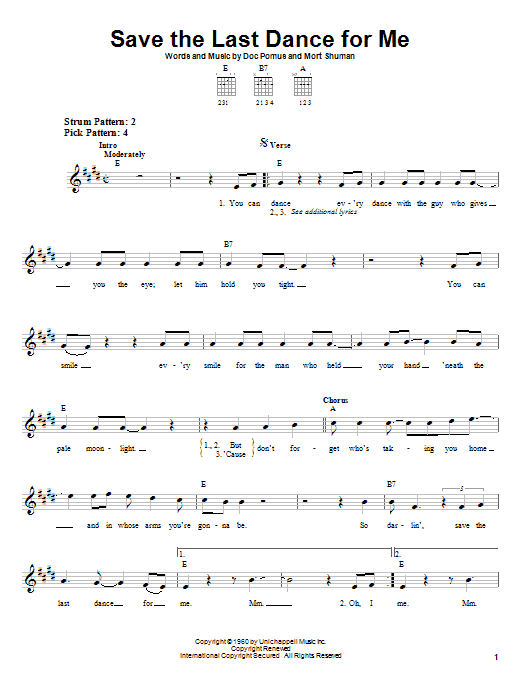 Learn to play The Drifters Save The Last Dance For Me sheet music for Easy Guitar in minutes. The Drifters Save The Last Dance For Me sheet music preview music notes and score for Easy Guitar including 2 page(s)