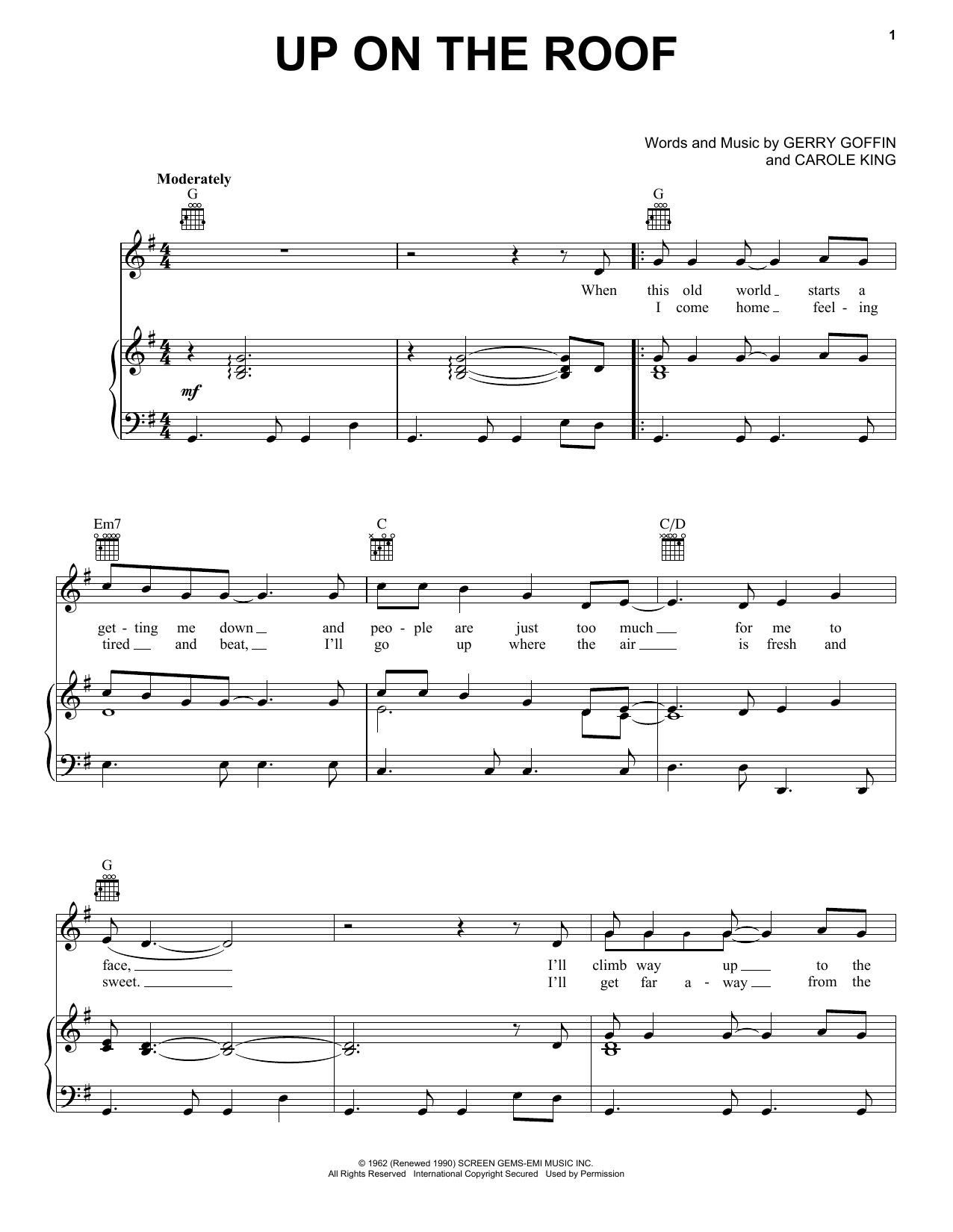 Learn to play The Drifters Up On The Roof sheet music for Easy Guitar in minutes. The Drifters Up On The Roof sheet music preview music notes and score for Easy Guitar including 2 page(s)