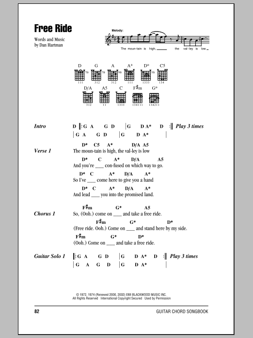 Learn to play The Edgar Winter Group Free Ride sheet music for Lyrics & Chords in minutes. The Edgar Winter Group Free Ride sheet music preview music notes and score for Lyrics & Chords including 2 page(s)