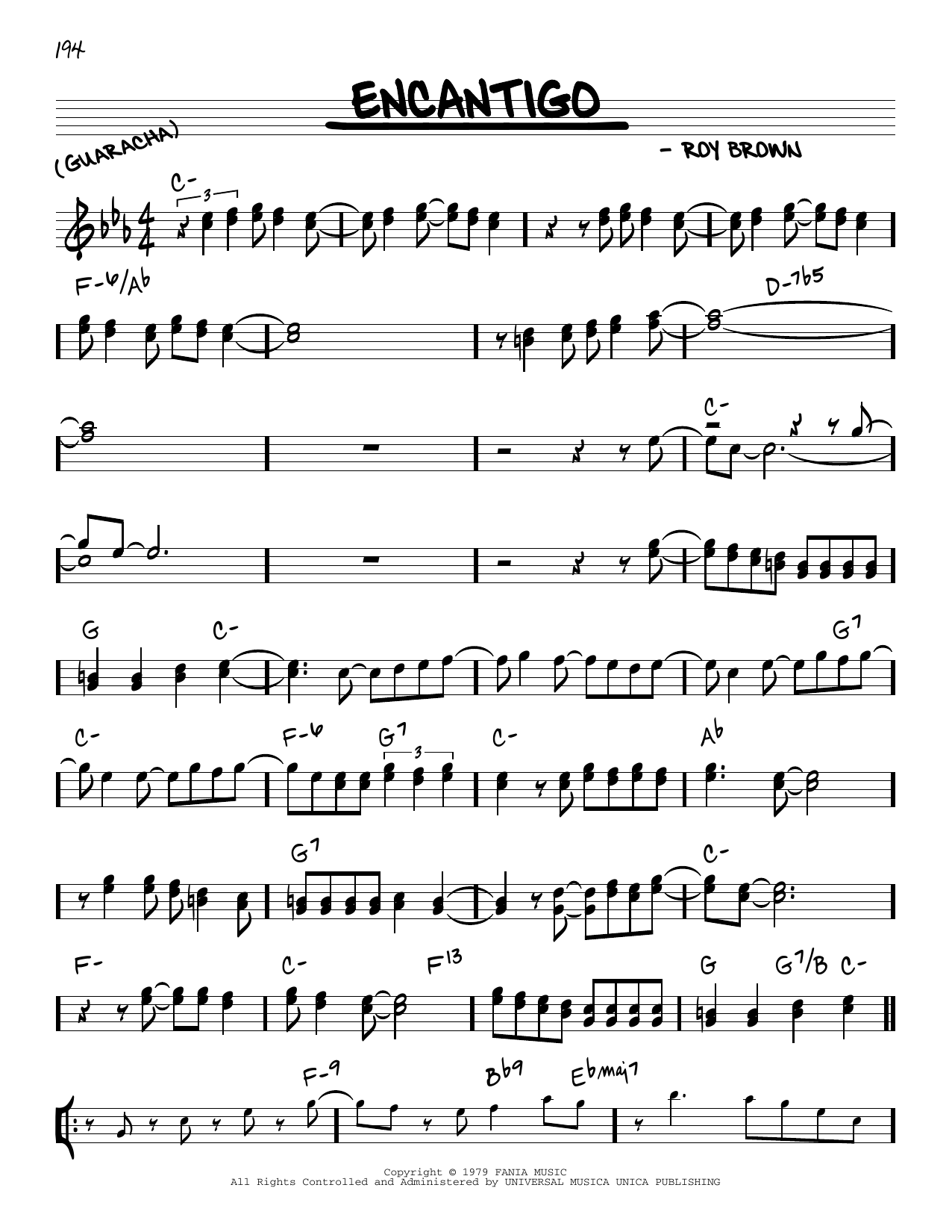 Learn to play The Fania All-Stars Encantigo sheet music for Real Book – Melody & Chords in minutes. The Fania All-Stars Encantigo sheet music preview music notes and score for Real Book – Melody & Chords including 2 page(s)