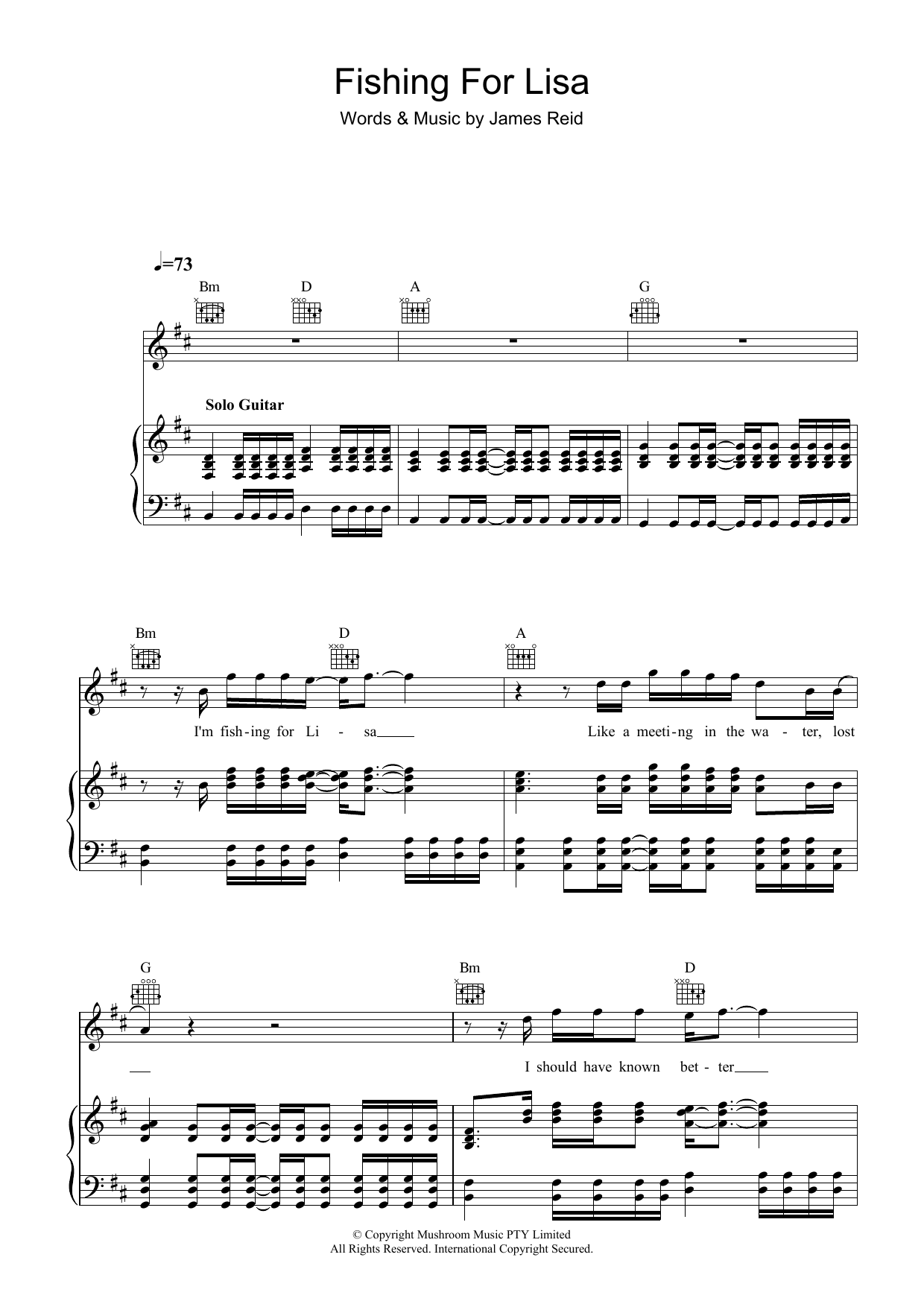Learn to play The Feelers Fishing For Lisa sheet music for Piano, Vocal & Guitar (Right-Hand Melody) in minutes. The Feelers Fishing For Lisa sheet music preview music notes and score for Piano, Vocal & Guitar (Right-Hand Melody) including 4 page(s)