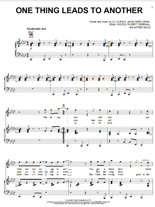 Learn to play The Fixx One Thing Leads To Another sheet music for Piano, Vocal & Guitar (Right-Hand Melody) in minutes. The Fixx One Thing Leads To Another sheet music preview music notes and score for Piano, Vocal & Guitar (Right-Hand Melody) including 4 page(s)