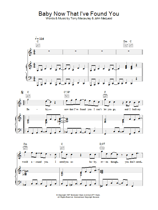 Learn to play The Foundations Baby, Now That I've Found You sheet music for Piano, Vocal & Guitar (Right-Hand Melody) in minutes. The Foundations Baby, Now That I've Found You sheet music preview music notes and score for Piano, Vocal & Guitar (Right-Hand Melody) including 4 page(s)