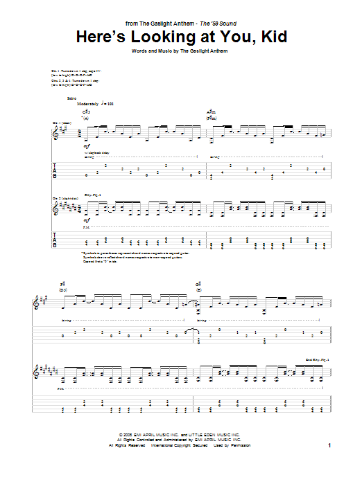 Learn to play The Gaslight Anthem Here's Looking At You, Kid sheet music for Guitar Tab in minutes. The Gaslight Anthem Here's Looking At You, Kid sheet music preview music notes and score for Guitar Tab including 16 page(s)