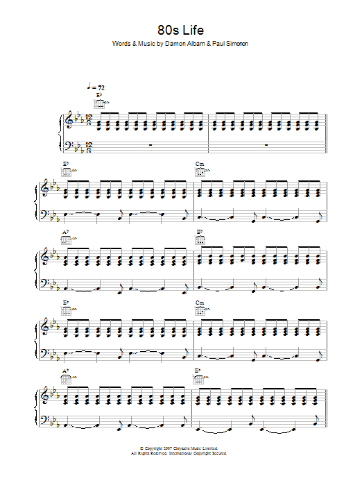 Learn to play The Good, the Bad & the Queen 80s Life sheet music for Piano, Vocal & Guitar in minutes. The Good, the Bad & the Queen 80s Life sheet music preview music notes and score for Piano, Vocal & Guitar including 4 page(s)
