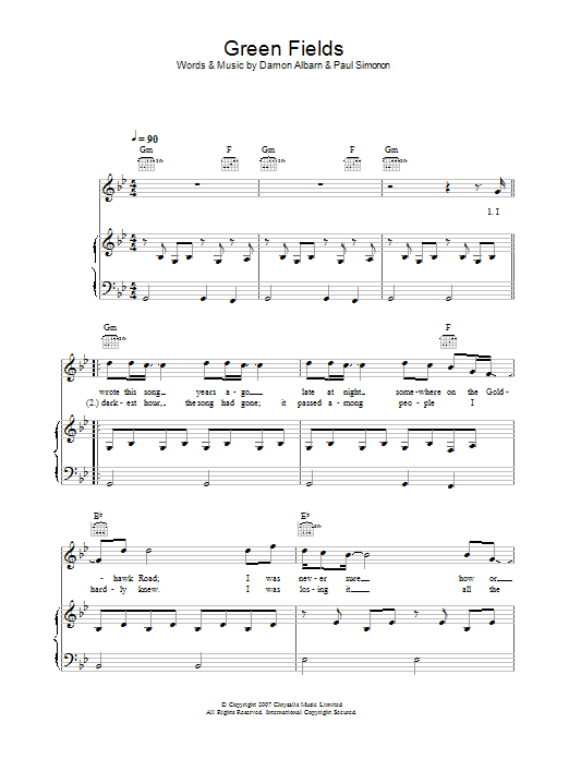 Learn to play The Good, the Bad & the Queen Green Fields sheet music for Piano, Vocal & Guitar in minutes. The Good, the Bad & the Queen Green Fields sheet music preview music notes and score for Piano, Vocal & Guitar including 4 page(s)