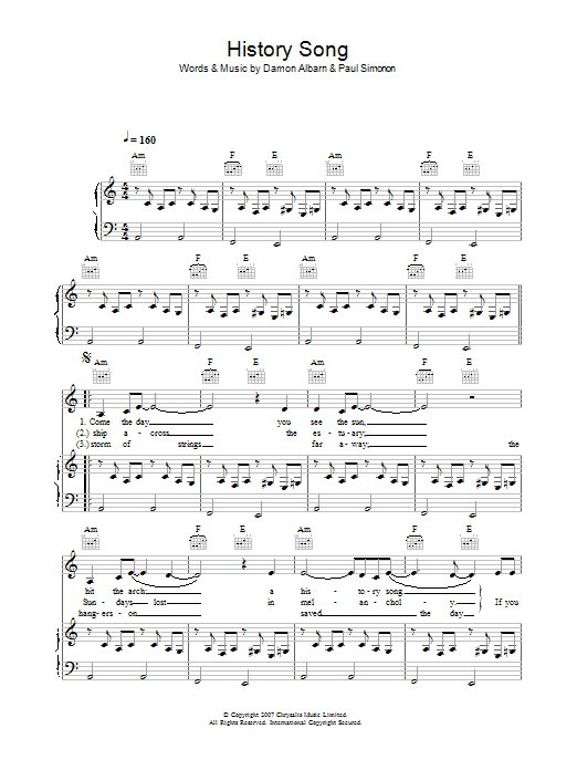 Learn to play The Good, the Bad & the Queen History Song sheet music for Piano, Vocal & Guitar in minutes. The Good, the Bad & the Queen History Song sheet music preview music notes and score for Piano, Vocal & Guitar including 3 page(s)