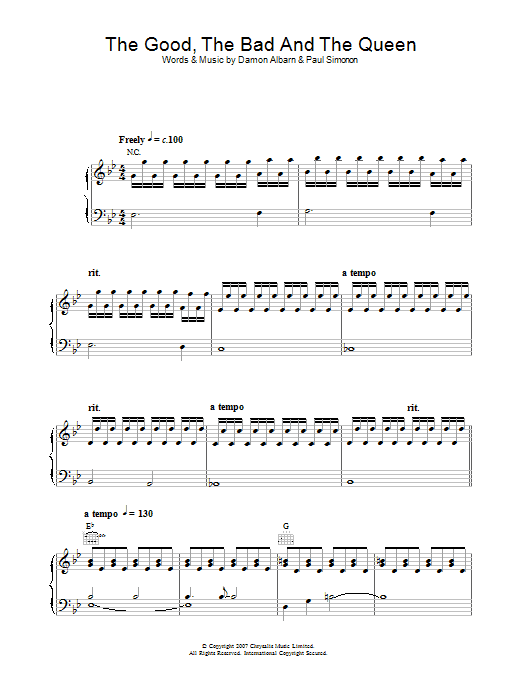 Learn to play The Good, the Bad & the Queen The Good The Bad And The Queen sheet music for Piano, Vocal & Guitar in minutes. The Good, the Bad & the Queen The Good The Bad And The Queen sheet music preview music notes and score for Piano, Vocal & Guitar including 5 page(s)
