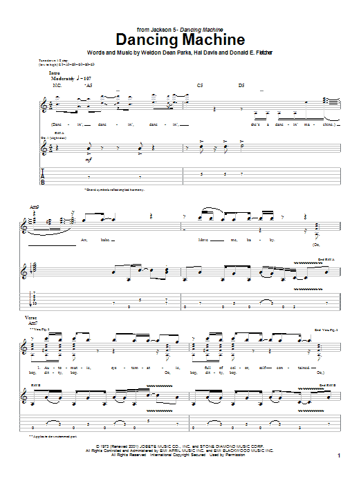 Learn to play The Jackson 5 Dancing Machine sheet music for Guitar Tab in minutes. The Jackson 5 Dancing Machine sheet music preview music notes and score for Guitar Tab including 7 page(s)