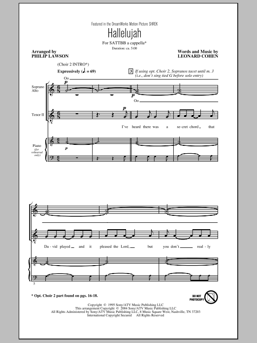 Rufus Wainwright Hallelujah (arr. Roger Emerson) sheet music preview music notes and score for SATB including 16 page(s)