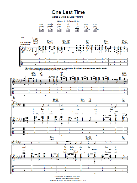 Learn to play The Kooks One Last Time sheet music for Guitar Tab in minutes. The Kooks One Last Time sheet music preview music notes and score for Guitar Tab including 5 page(s)