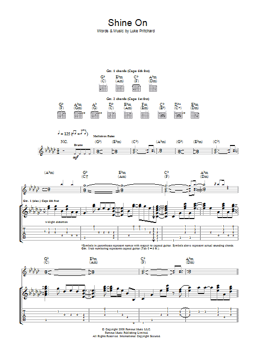Learn to play The Kooks Shine On sheet music for Piano, Vocal & Guitar in minutes. The Kooks Shine On sheet music preview music notes and score for Piano, Vocal & Guitar including 5 page(s)