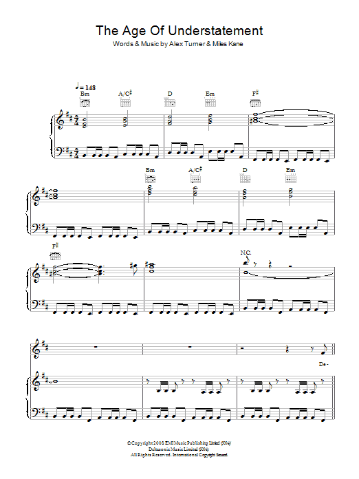 Learn to play The Last Shadow Puppets The Age Of The Understatement sheet music for Piano, Vocal & Guitar in minutes. The Last Shadow Puppets The Age Of The Understatement sheet music preview music notes and score for Piano, Vocal & Guitar including 9 page(s)