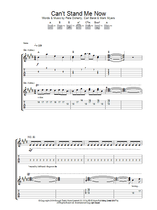 Learn to play The Libertines Can't Stand Me Now sheet music for Guitar Tab in minutes. The Libertines Can't Stand Me Now sheet music preview music notes and score for Guitar Tab including 10 page(s)