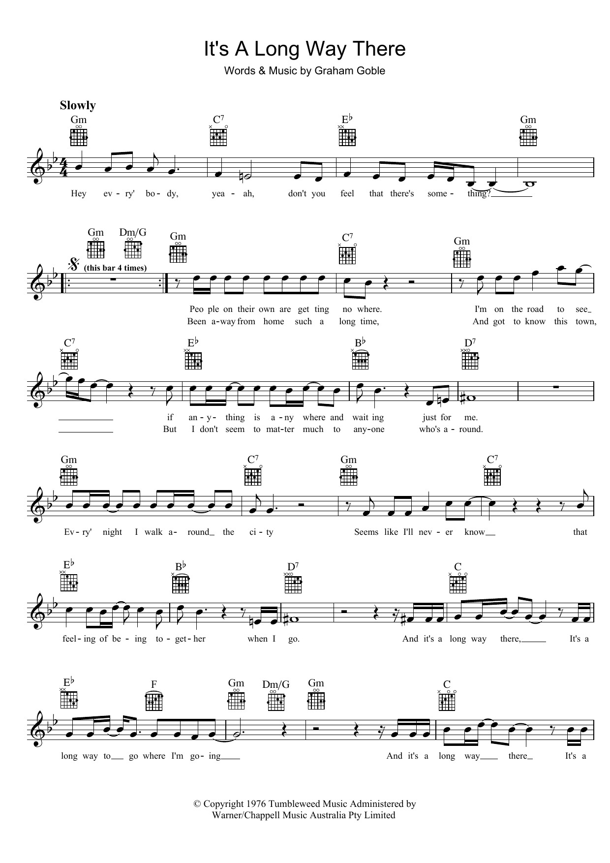 Learn to play The Little River Band It's A Long Way There sheet music for Melody Line, Lyrics & Chords in minutes. The Little River Band It's A Long Way There sheet music preview music notes and score for Melody Line, Lyrics & Chords including 2 page(s)