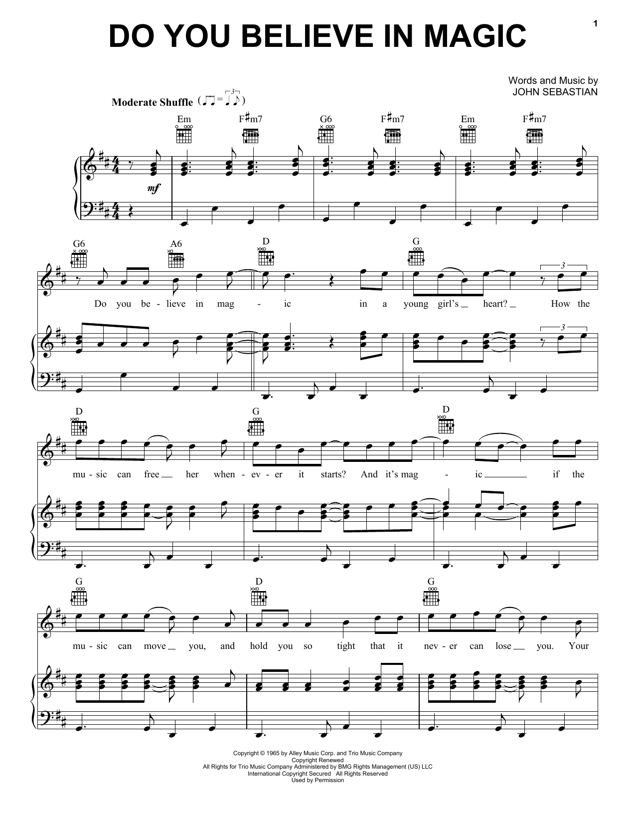 Learn to play The Lovin' Spoonful Do You Believe In Magic sheet music for Lyrics & Chords in minutes. The Lovin' Spoonful Do You Believe In Magic sheet music preview music notes and score for Lyrics & Chords including 2 page(s)