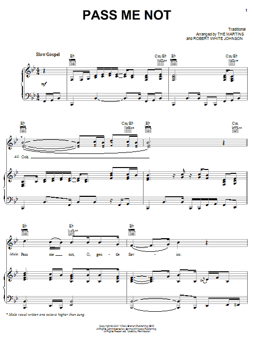 Learn to play The Martins Pass Me Not sheet music for Piano, Vocal & Guitar (Right-Hand Melody) in minutes. The Martins Pass Me Not sheet music preview music notes and score for Piano, Vocal & Guitar (Right-Hand Melody) including 8 page(s)
