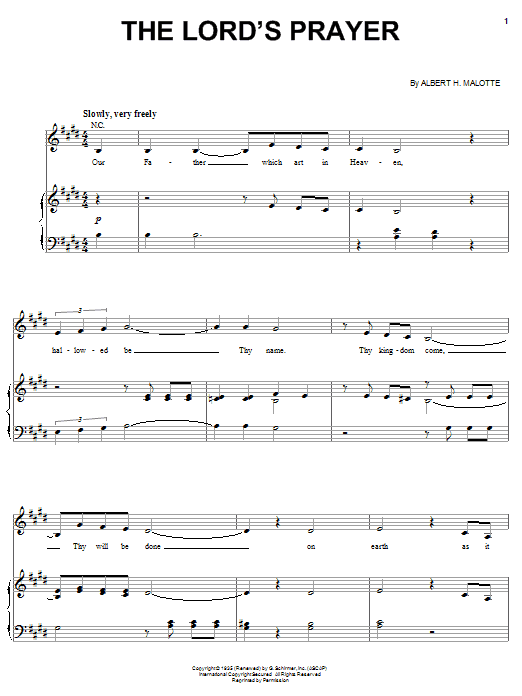 Learn to play The Martins The Lord's Prayer sheet music for Piano, Vocal & Guitar (Right-Hand Melody) in minutes. The Martins The Lord's Prayer sheet music preview music notes and score for Piano, Vocal & Guitar (Right-Hand Melody) including 5 page(s)