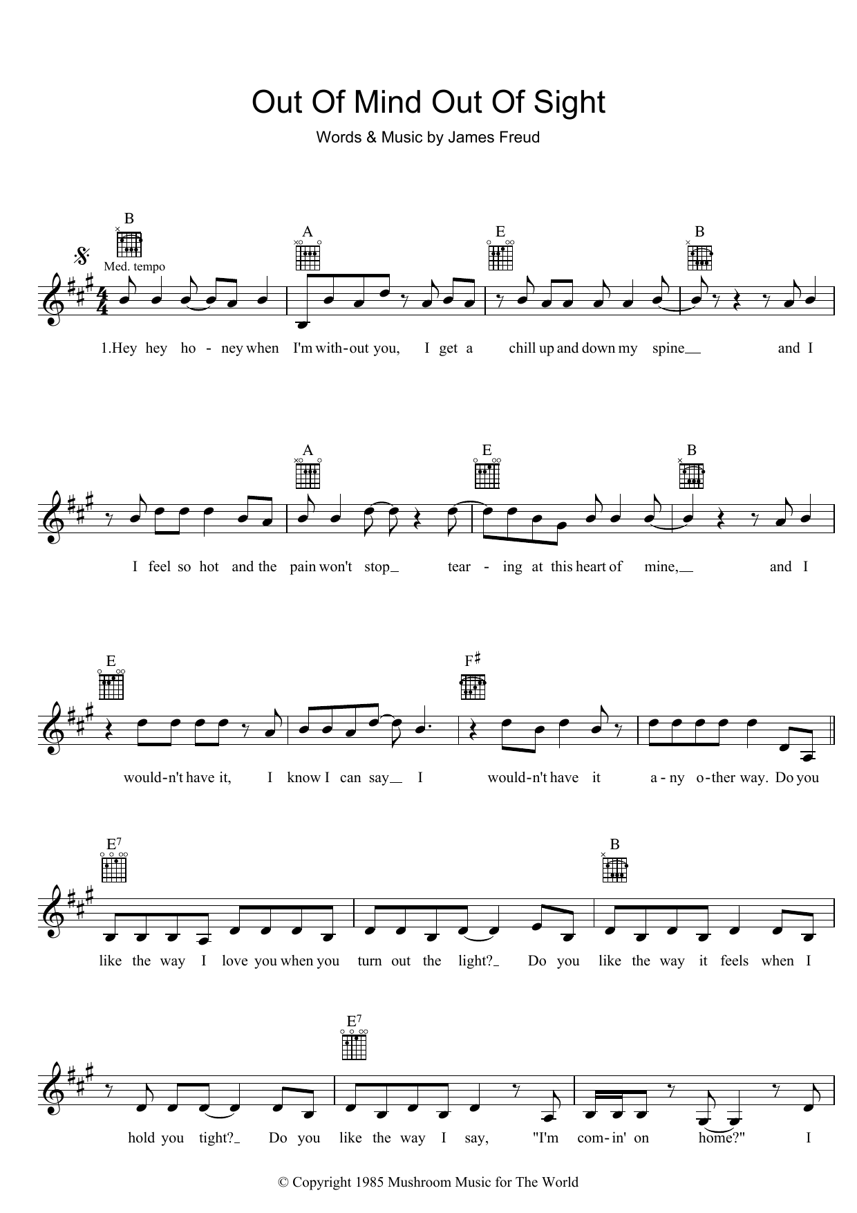 Learn to play The Models Out Of Mind, Out Of Sight sheet music for Melody Line, Lyrics & Chords in minutes. The Models Out Of Mind, Out Of Sight sheet music preview music notes and score for Melody Line, Lyrics & Chords including 2 page(s)
