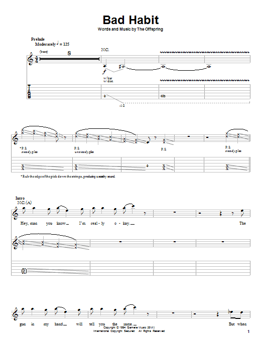 Learn to play The Offspring Bad Habit sheet music for Guitar Tab in minutes. The Offspring Bad Habit sheet music preview music notes and score for Guitar Tab including 7 page(s)