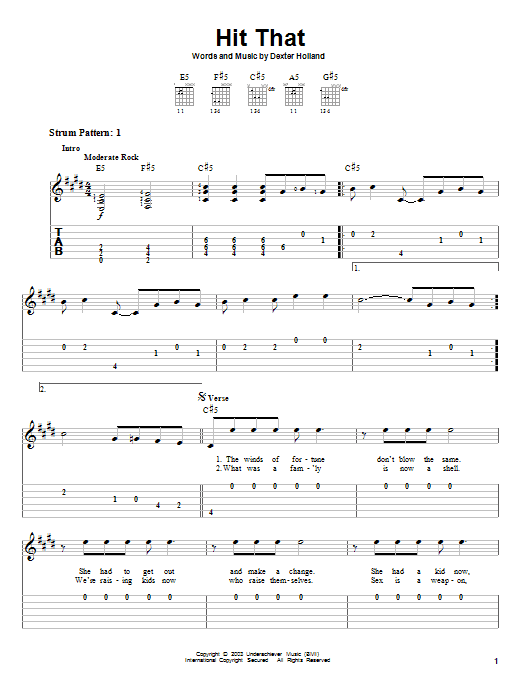 Learn to play The Offspring Hit That sheet music for Easy Guitar Tab in minutes. The Offspring Hit That sheet music preview music notes and score for Easy Guitar Tab including 5 page(s)