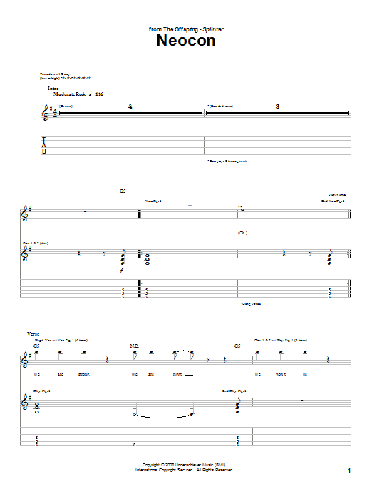Learn to play The Offspring Neocon sheet music for Guitar Tab in minutes. The Offspring Neocon sheet music preview music notes and score for Guitar Tab including 2 page(s)