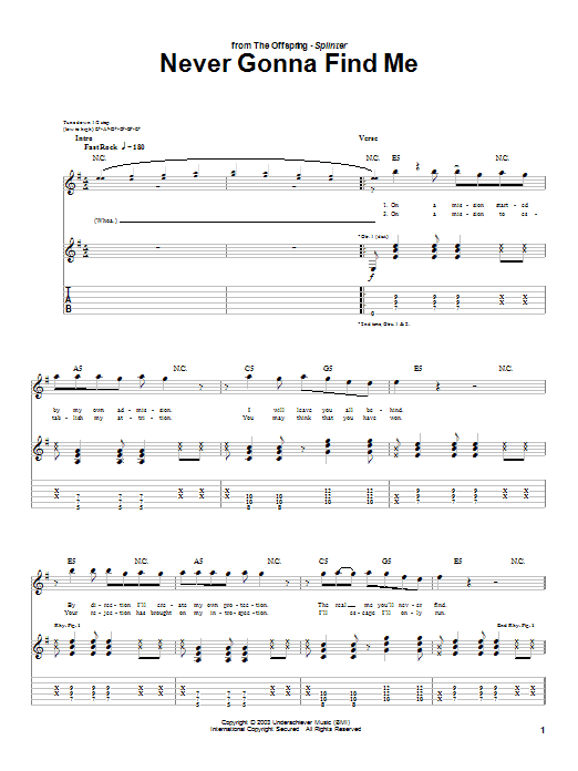 Learn to play The Offspring Never Gonna Find Me sheet music for Guitar Tab in minutes. The Offspring Never Gonna Find Me sheet music preview music notes and score for Guitar Tab including 5 page(s)