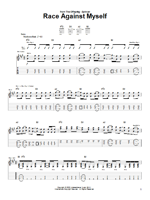 Learn to play The Offspring Race Against Myself sheet music for Guitar Tab in minutes. The Offspring Race Against Myself sheet music preview music notes and score for Guitar Tab including 4 page(s)