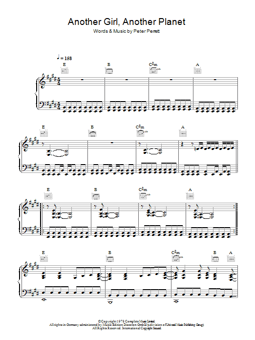 The Only Ones Another Girl, Another Planet sheet music preview music notes and score for Lyrics & Chords including 2 page(s)