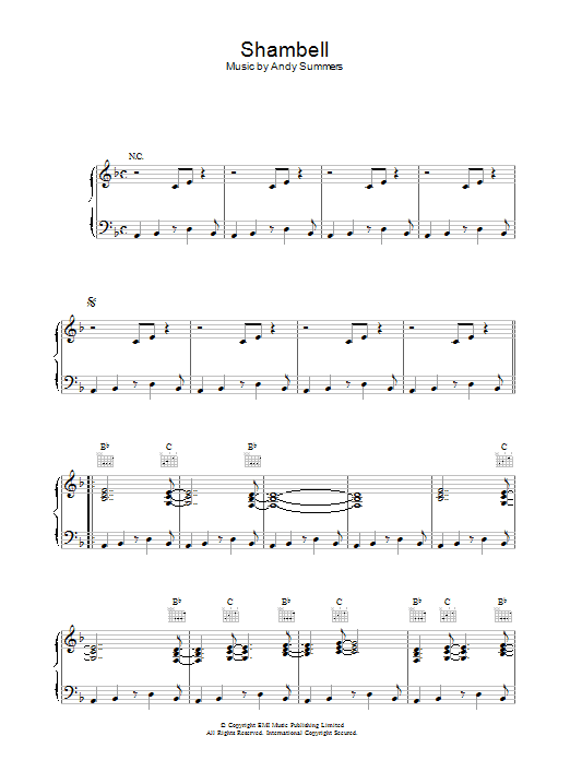 The Police Shambell sheet music preview music notes and score for Piano, Vocal & Guitar (Right-Hand Melody) including 3 page(s)