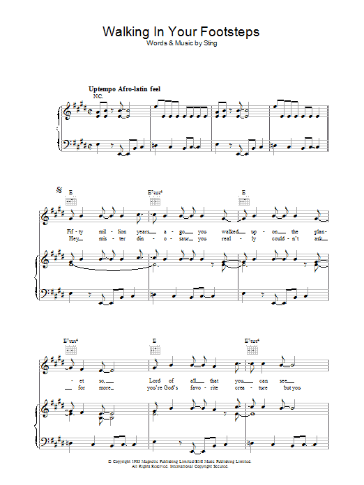 The Police Walking In Your Footsteps sheet music preview music notes and score for Lyrics & Chords including 2 page(s)