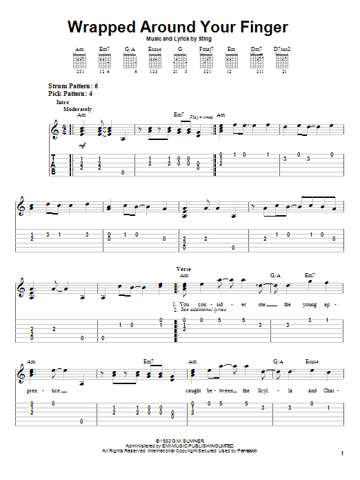 The Police Wrapped Around Your Finger sheet music preview music notes and score for Lyrics & Chords including 2 page(s)