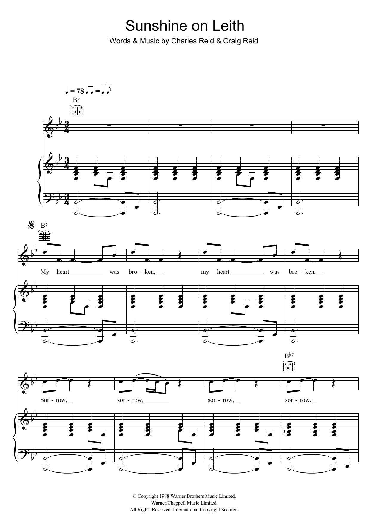 Learn to play The Proclaimers Sunshine On Leith sheet music for Piano, Vocal & Guitar in minutes. The Proclaimers Sunshine On Leith sheet music preview music notes and score for Piano, Vocal & Guitar including 7 page(s)