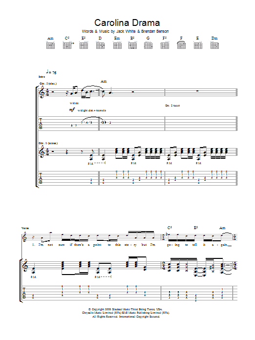 Learn to play The Raconteurs Carolina Drama sheet music for Guitar Tab in minutes. The Raconteurs Carolina Drama sheet music preview music notes and score for Guitar Tab including 8 page(s)