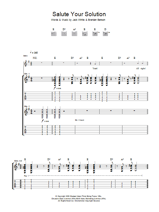 Learn to play The Raconteurs Salute Your Solution sheet music for Guitar Tab in minutes. The Raconteurs Salute Your Solution sheet music preview music notes and score for Guitar Tab including 8 page(s)
