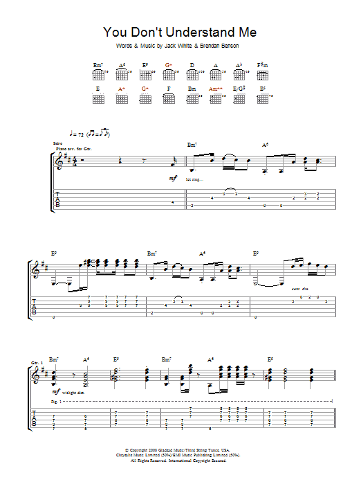 Learn to play The Raconteurs You Don't Understand Me sheet music for Guitar Tab in minutes. The Raconteurs You Don't Understand Me sheet music preview music notes and score for Guitar Tab including 6 page(s)