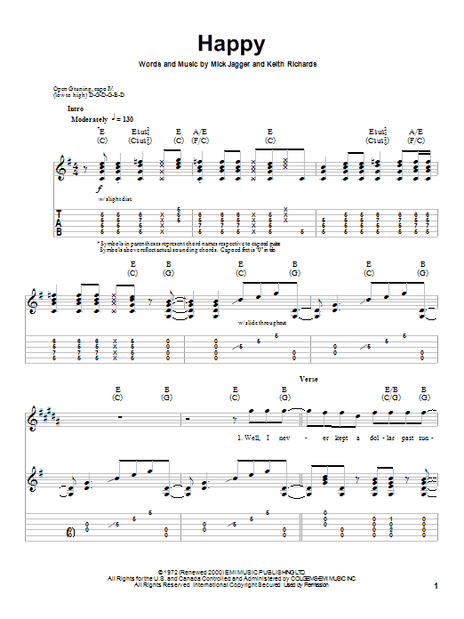 Learn to play The Rolling Stones Happy sheet music for Guitar Tab in minutes. The Rolling Stones Happy sheet music preview music notes and score for Guitar Tab including 7 page(s)