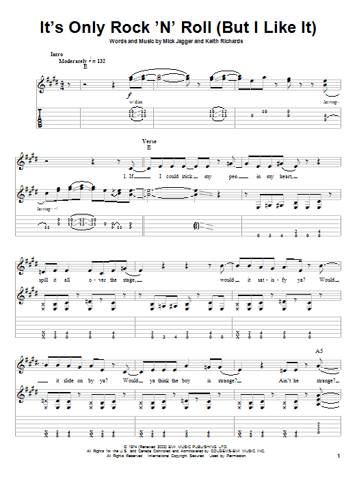 Learn to play The Rolling Stones It's Only Rock 'N' Roll (But I Like It) sheet music for Piano, Vocal & Guitar (Right-Hand Melody) in minutes. The Rolling Stones It's Only Rock 'N' Roll (But I Like It) sheet music preview music notes and score for Piano, Vocal & Guitar (Right-Hand Melody) including 5 page(s)