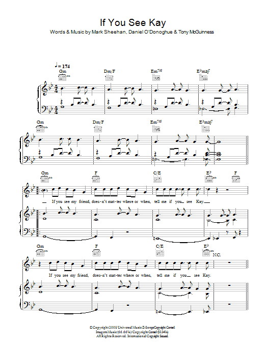 Learn to play The Script If You See Kay sheet music for Piano, Vocal & Guitar in minutes. The Script If You See Kay sheet music preview music notes and score for Piano, Vocal & Guitar including 5 page(s)