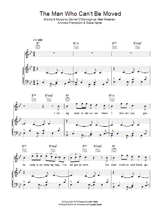 Learn to play The Script The Man Who Can't Be Moved sheet music for Piano, Vocal & Guitar in minutes. The Script The Man Who Can't Be Moved sheet music preview music notes and score for Piano, Vocal & Guitar including 7 page(s)