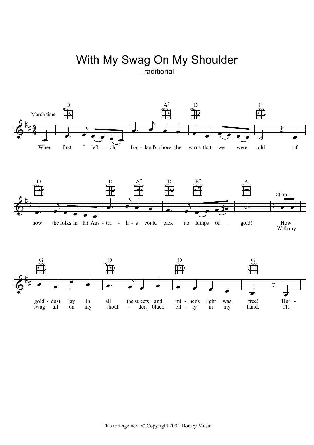 Learn to play The Seekers With My Swag On My Shoulder sheet music for Melody Line, Lyrics & Chords in minutes. The Seekers With My Swag On My Shoulder sheet music preview music notes and score for Melody Line, Lyrics & Chords including 2 page(s)