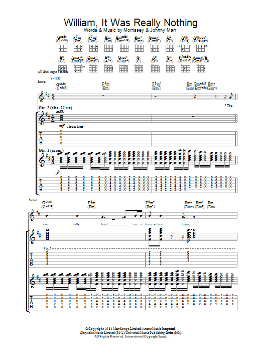 The Smiths William, It Was Really Nothing sheet music preview music notes and score for Guitar Tab including 10 page(s)