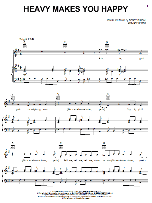 Learn to play The Staple Singers Heavy Makes You Happy sheet music for Piano, Vocal & Guitar (Right-Hand Melody) in minutes. The Staple Singers Heavy Makes You Happy sheet music preview music notes and score for Piano, Vocal & Guitar (Right-Hand Melody) including 5 page(s)