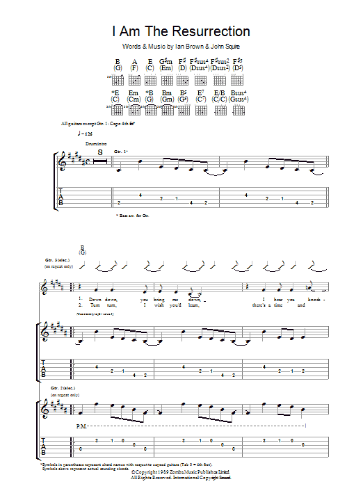 Learn to play The Stone Roses I Am The Resurrection sheet music for Piano, Vocal & Guitar in minutes. The Stone Roses I Am The Resurrection sheet music preview music notes and score for Piano, Vocal & Guitar including 4 page(s)