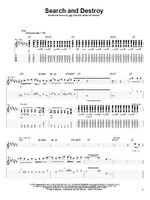 Learn to play The Stooges Search And Destroy sheet music for Easy Guitar Tab in minutes. The Stooges Search And Destroy sheet music preview music notes and score for Easy Guitar Tab including 3 page(s)