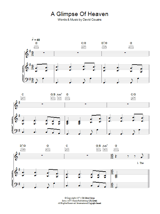 The Strawbs A Glimpse Of Heaven sheet music preview music notes and score for Piano, Vocal & Guitar including 6 page(s)