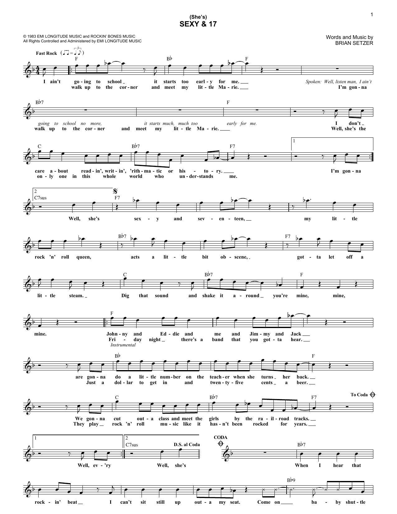 Learn to play The Stray Cats (She's) Sexy & 17 sheet music for Lead Sheet / Fake Book in minutes. The Stray Cats (She's) Sexy & 17 sheet music preview music notes and score for Lead Sheet / Fake Book including 2 page(s)
