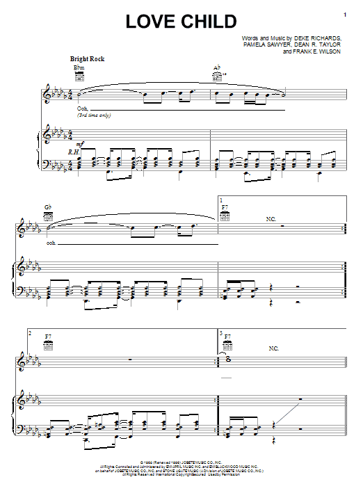 Learn to play The Supremes Love Child sheet music for Piano, Vocal & Guitar (Right-Hand Melody) in minutes. The Supremes Love Child sheet music preview music notes and score for Piano, Vocal & Guitar (Right-Hand Melody) including 7 page(s)
