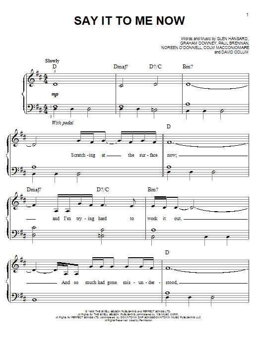 Learn to play The Swell Season Say It To Me Now sheet music for Piano, Vocal & Guitar (Right-Hand Melody) in minutes. The Swell Season Say It To Me Now sheet music preview music notes and score for Piano, Vocal & Guitar (Right-Hand Melody) including 5 page(s)